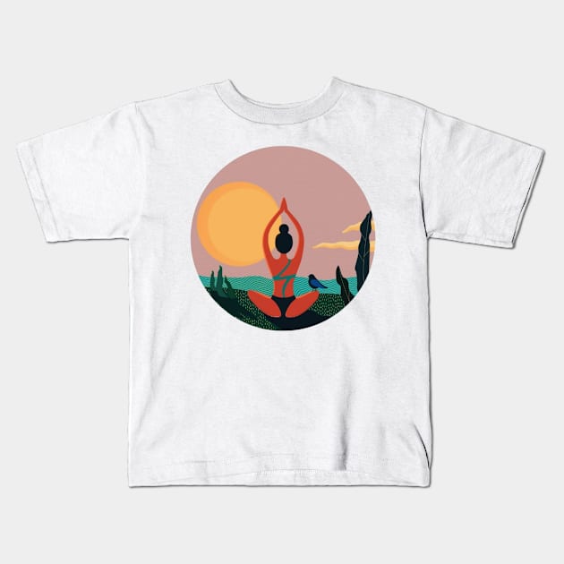 yoga vibes Kids T-Shirt by carleemarkle